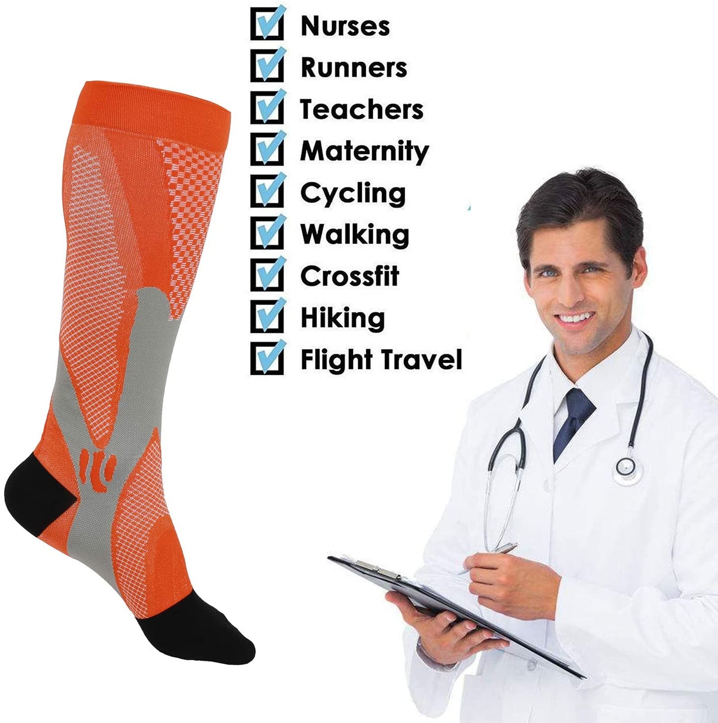 Running Compression Socks Stockings 20-30 mmhg Men Women Sports Socks for Marathon Cycling Football Varicose Veins